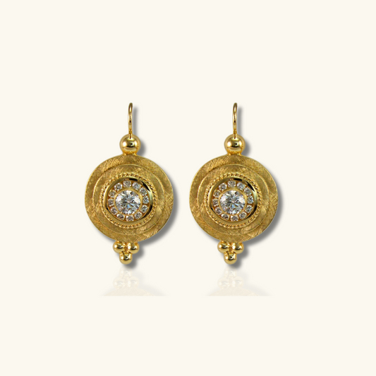 Vintage Oorbellen Goud Glazen Accent - Alice