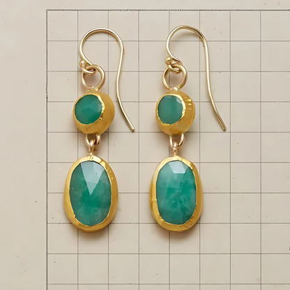 Vintage Groene Stenen Druppeloorbellen - Janna
