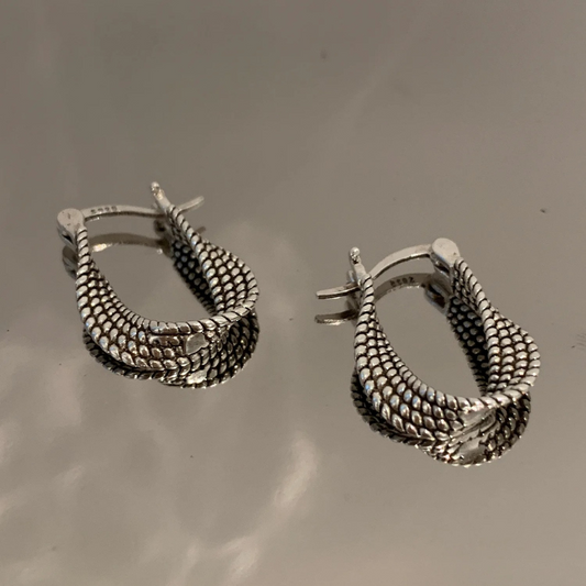 Zilveren Twist Huggie Hoop Oorbellen - Kristen