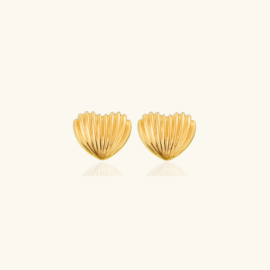 Vergulde Hart Schelp Stud Earring - Kristy