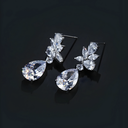 Elegante Zilveren Zirconia Dangle Oorbellen - Sophia