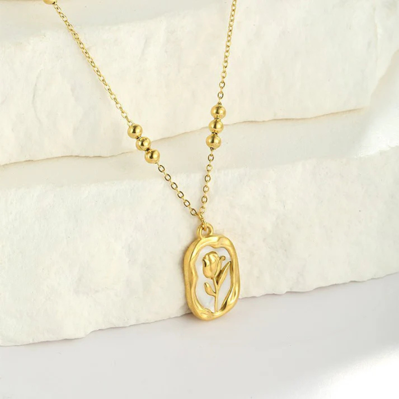 Gouden Rozen Hanger Ketting - Penelope