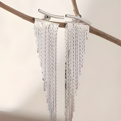 Elegante Zilveren Tassel Oorbellen - Bernice