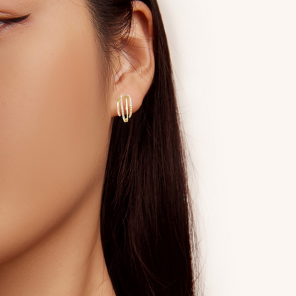 Dubbele Hoops Oorbellen met Zirkonia – Elegantie