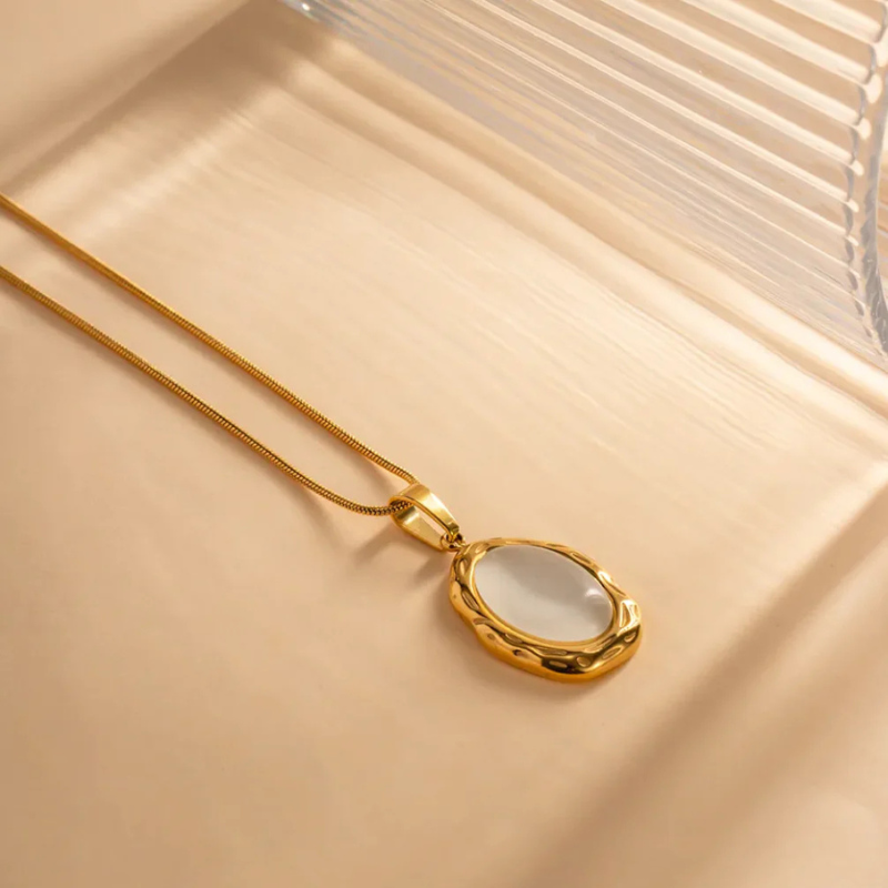 Vergulde Kattenoog-Opaalketting - Gemma