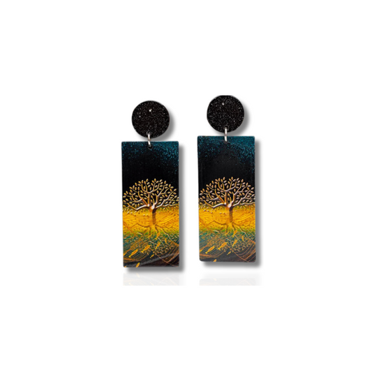 Oorbellen van Acryl met Vintageprint - Teri