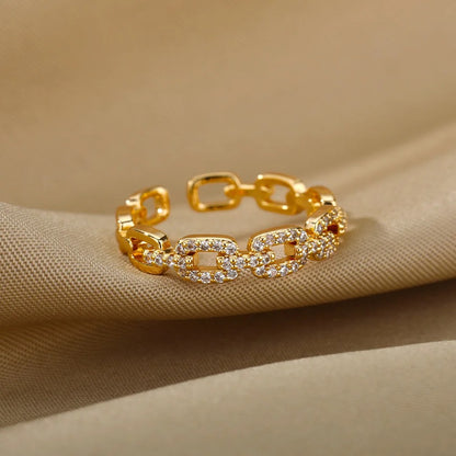 Vergulde Zirkoonketting Verstelbare Ring - Shari