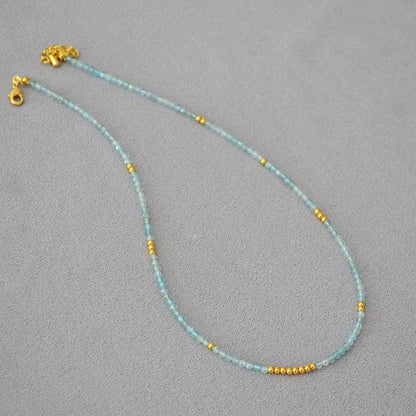 Zeeblauwe Kralen Clavicula Ketting - Luna