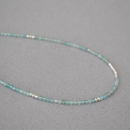 Zeeblauwe Kralen Clavicula Ketting - Luna