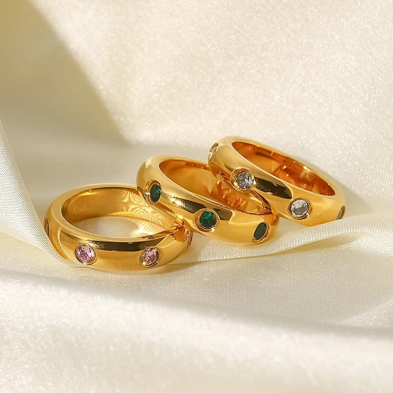Vergulde Cubic Zirkonia Bands Ring - Belle