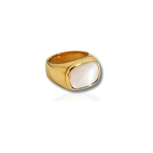 Vintage Grote Vierkante Schelp Ring - Caroline