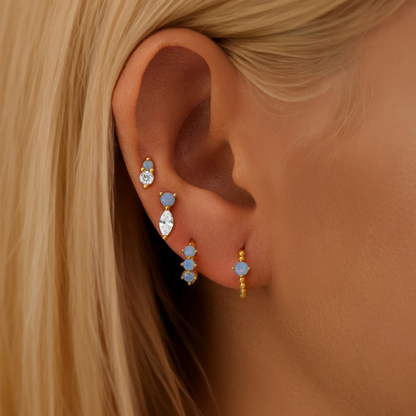 Elegante Blauw Opaal Stud Oorbellen Set - Lisa