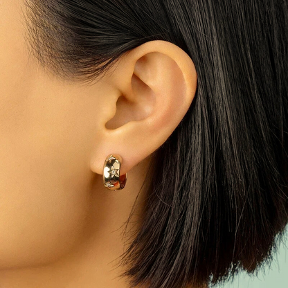 Chunky Ster Zircon Hoop Oorbellen - Angela