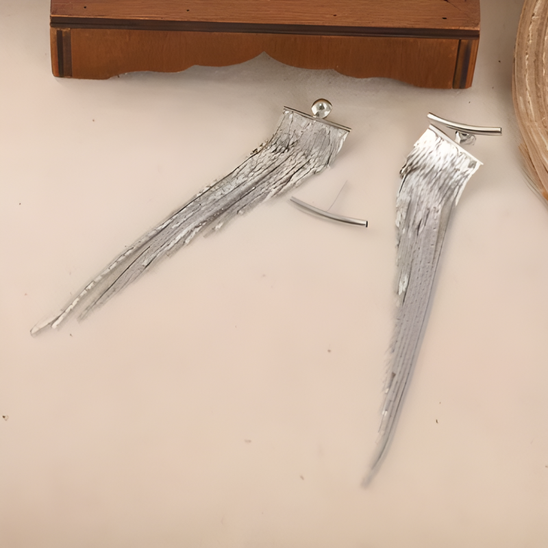 Elegante Zilveren Tassel Oorbellen - Bernice