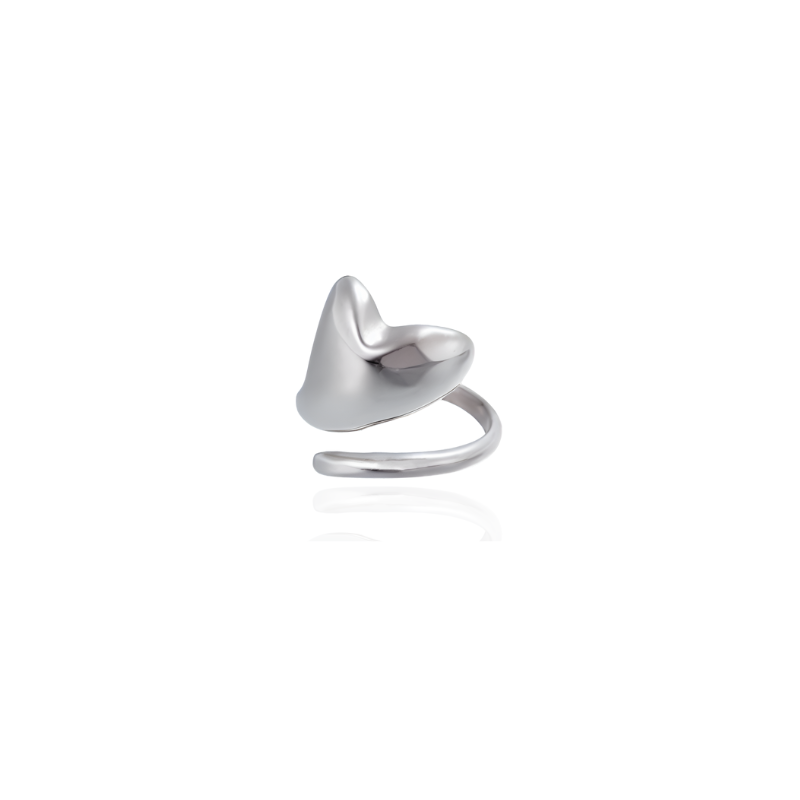 Elegante Onregelmatige Verstelbare Ring met Groot Hart - Camille