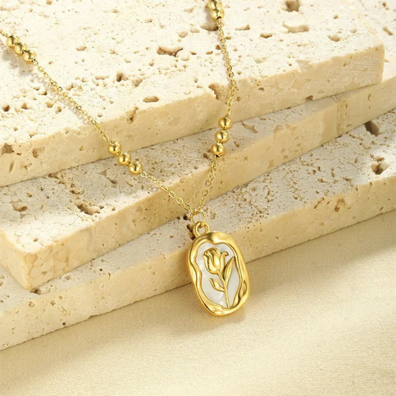 Gouden Rozen Hanger Ketting - Penelope