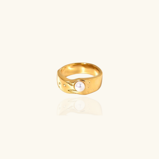 Vergulde Lava Parel Ring - Ada