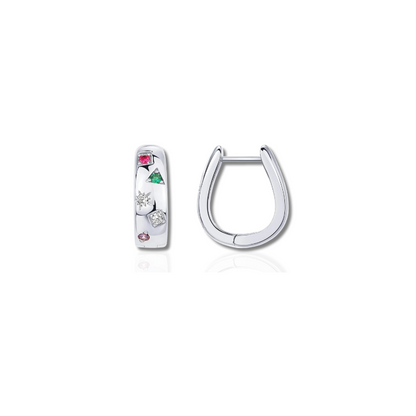 Chunky Multicolor Cubic Zirkonia Huggie Oorbellen – Jade