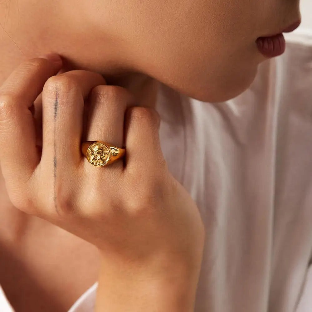Vergulde Engelen Ring - Angela