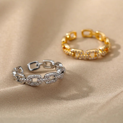 Vergulde Zirkoonketting Verstelbare Ring - Shari