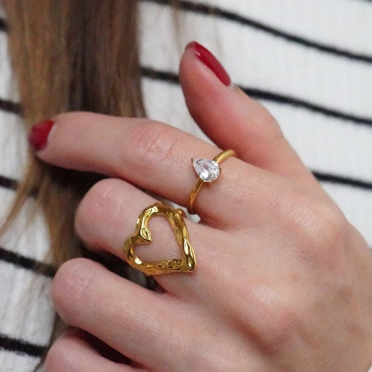 Vergulde Cubic Zirconia Verstelbare Ring - Arlene