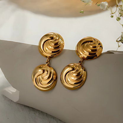 Vergulde Swirl Druppel Oorbellen - Luna