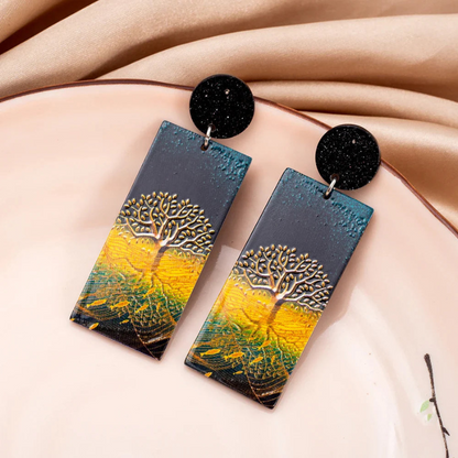 Oorbellen van Acryl met Vintageprint - Teri