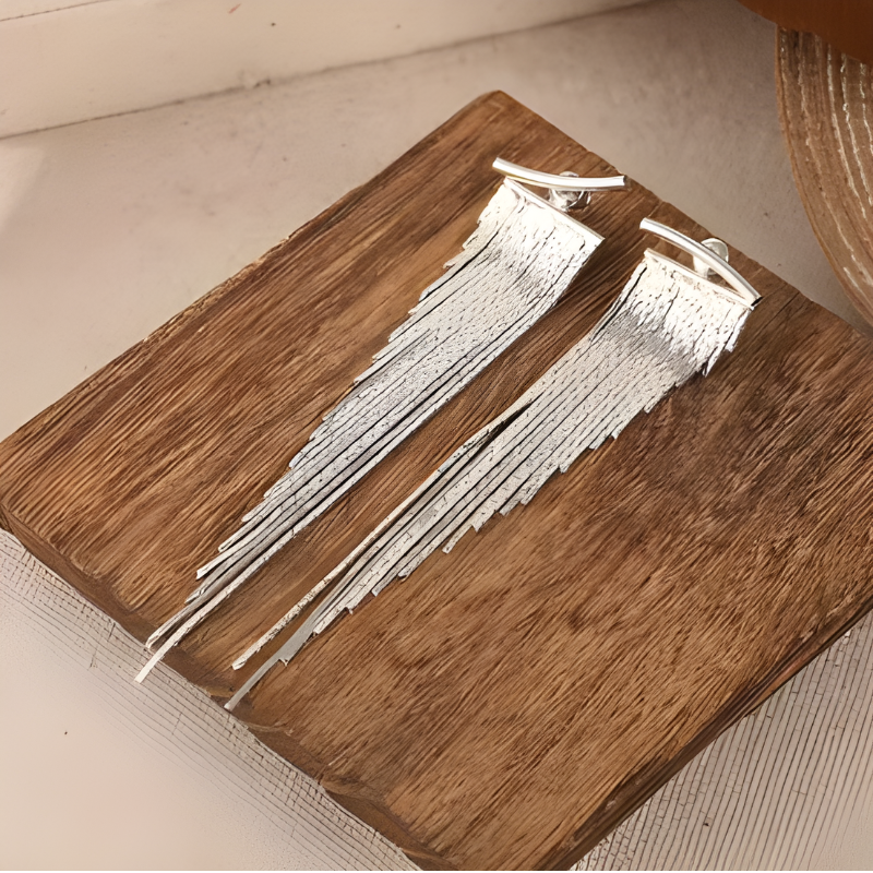 Elegante Zilveren Tassel Oorbellen - Bernice