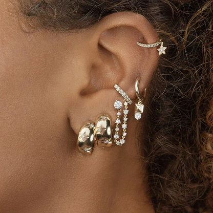Chunky Ster Zircon Hoop Oorbellen - Angela