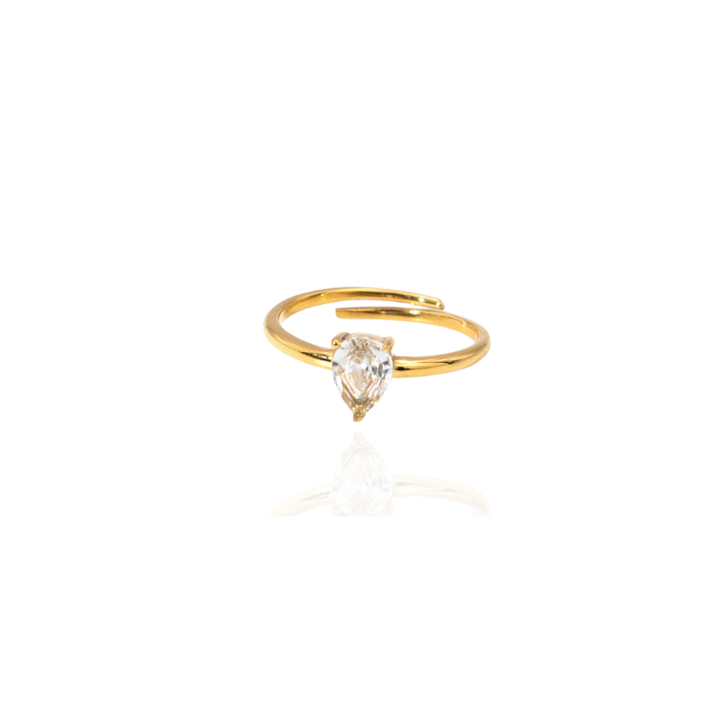 Vergulde Cubic Zirconia Verstelbare Ring - Arlene