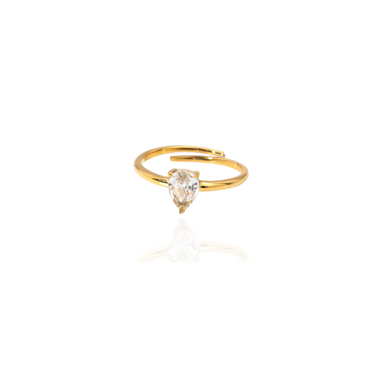 Vergulde Cubic Zirconia Verstelbare Ring - Arlene