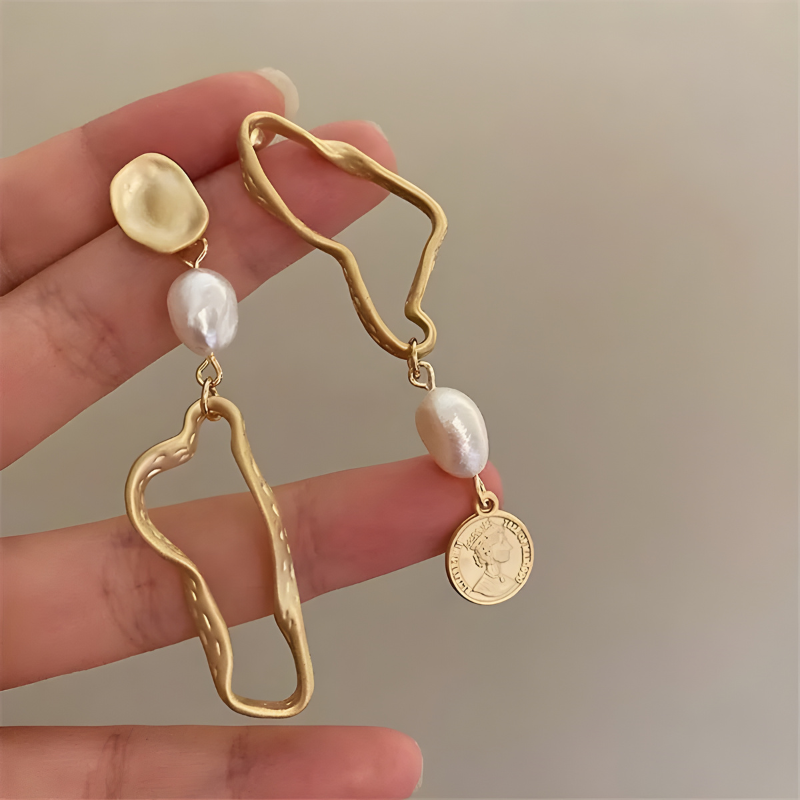 Asymmetrische Barokke Parel Dangle Oorbellen - Rachel