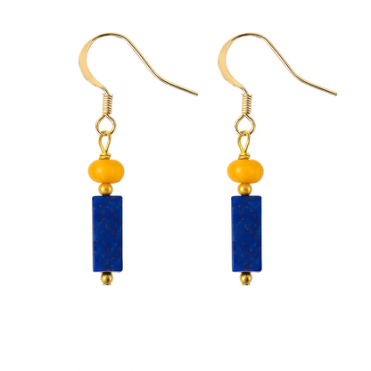 Blauwe Kubus Oorbellen - Nien
