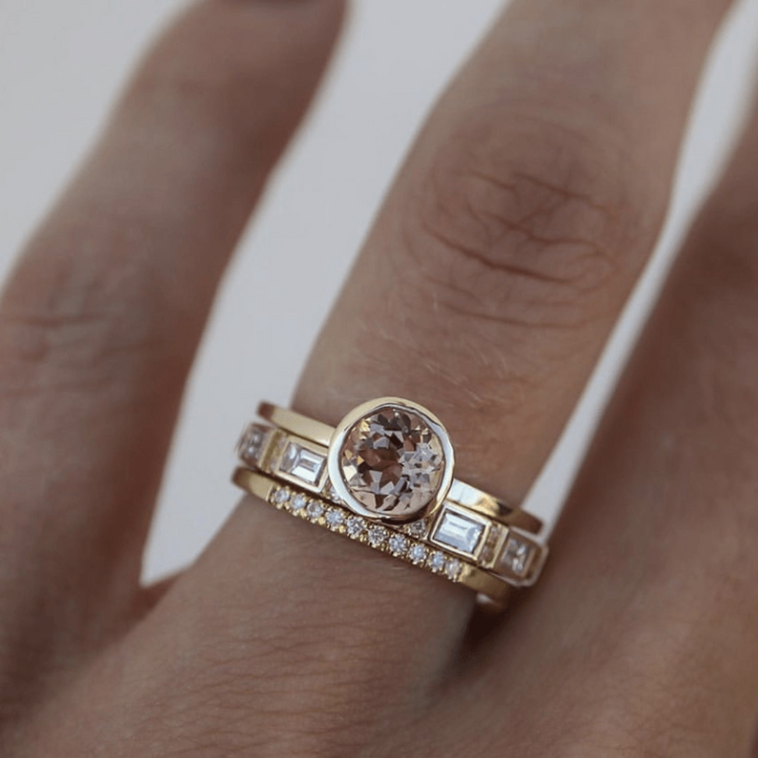 Elegante Ingelegde Kristallen Gouden Ring | Goud
