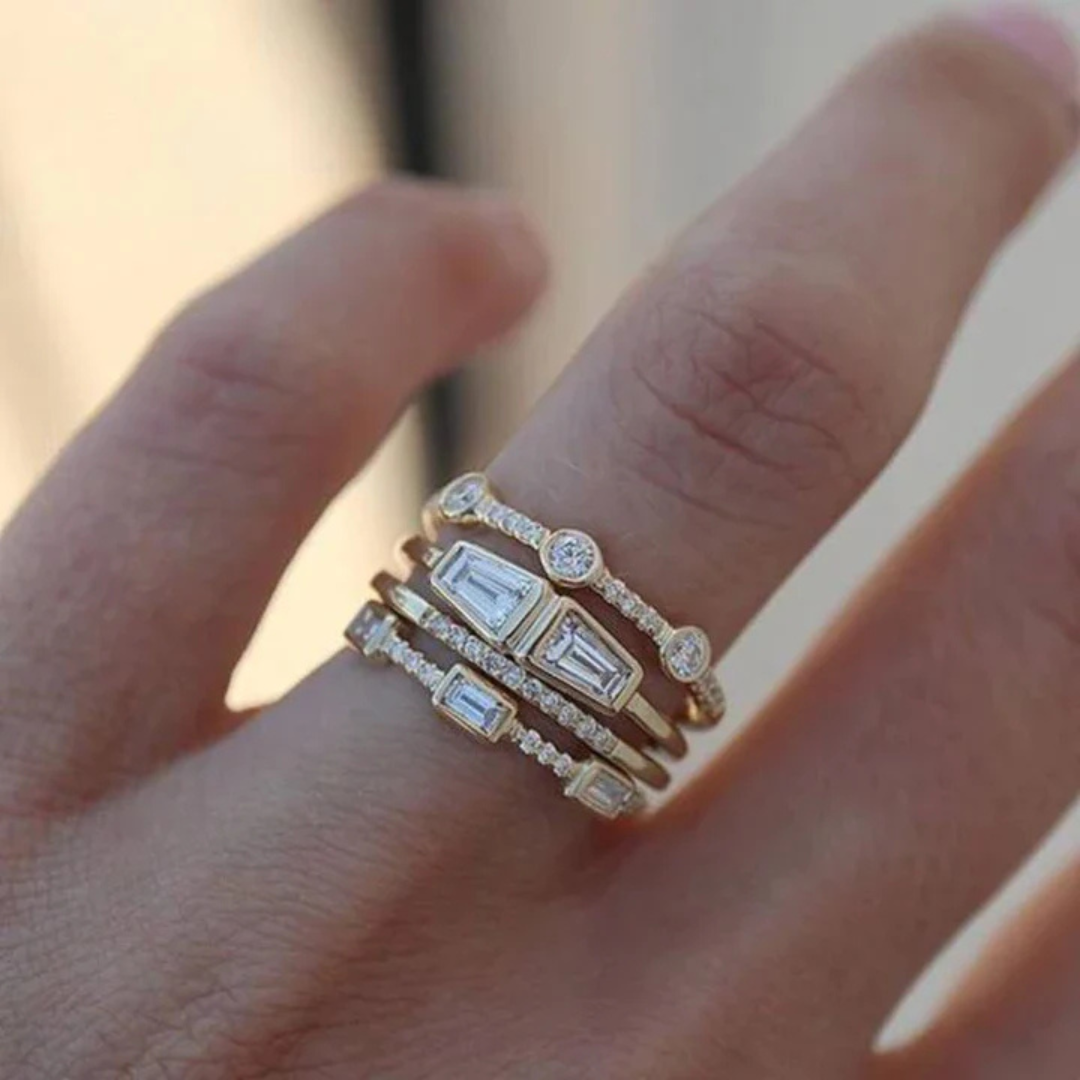 Vintage Gouden En Zirkonia Ringenset | Goud