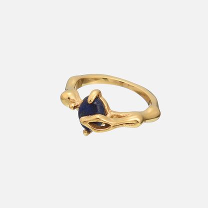 Vergulde Geometrische Natuurstenen Ring - Carrie