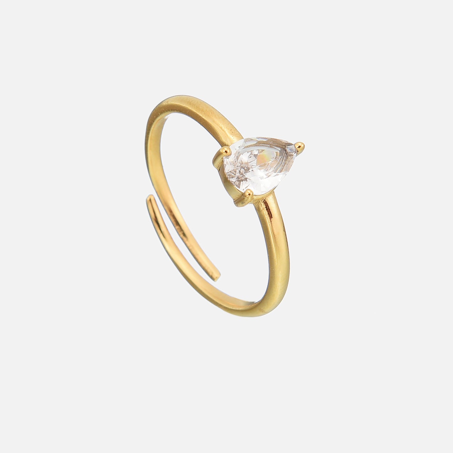 Vergulde Cubic Zirconia Verstelbare Ring - Arlene