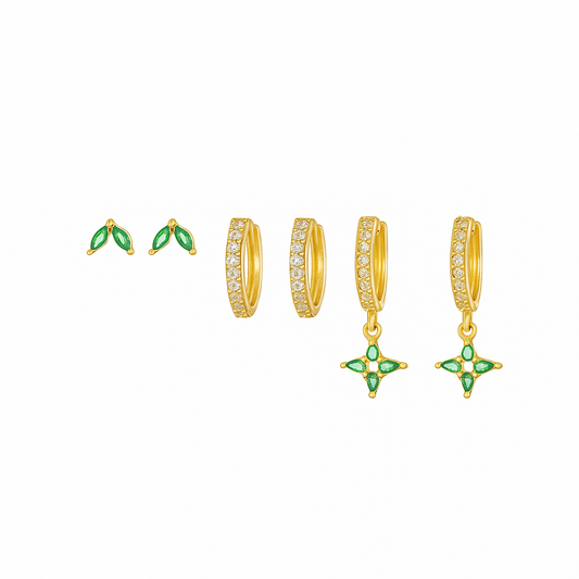 Dames Trio Oorbellen | Goud