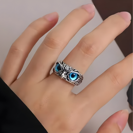 Zilveren opaal uil bedelring | Zilver
