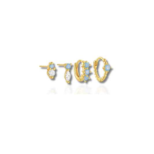 Elegante Blauw Opaal Stud Oorbellen Set - Lisa