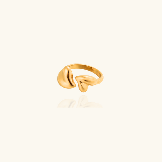 Vergulde Hartvormige Open Ring - Barbara