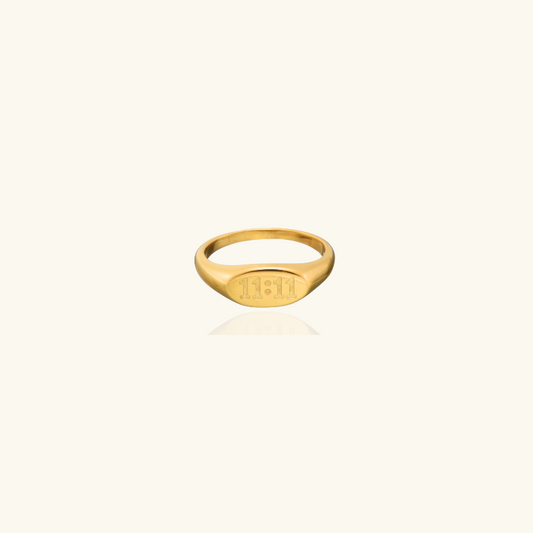 Vergulde Nummer Gegraveerde Ring - Glenda