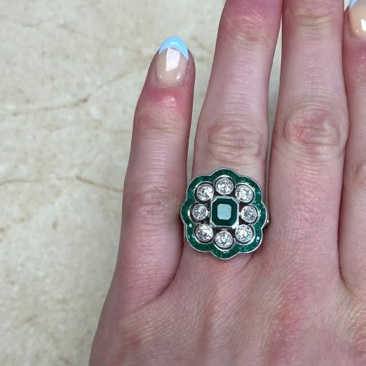 Vintage Smaragdgroene Ring | Zilver