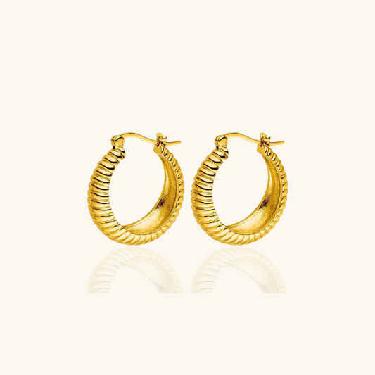 Gouden Hoops Oorbellen met structuur - Vivi