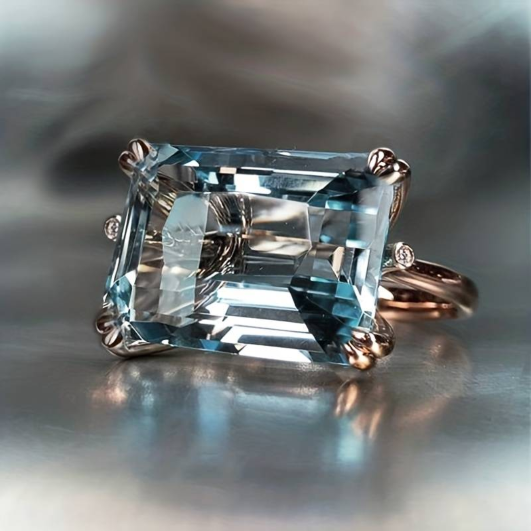 Vintage Blauwe Zirkonia Ring | Goud