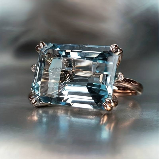 Vintage Blauwe Zirkonia Ring | Goud