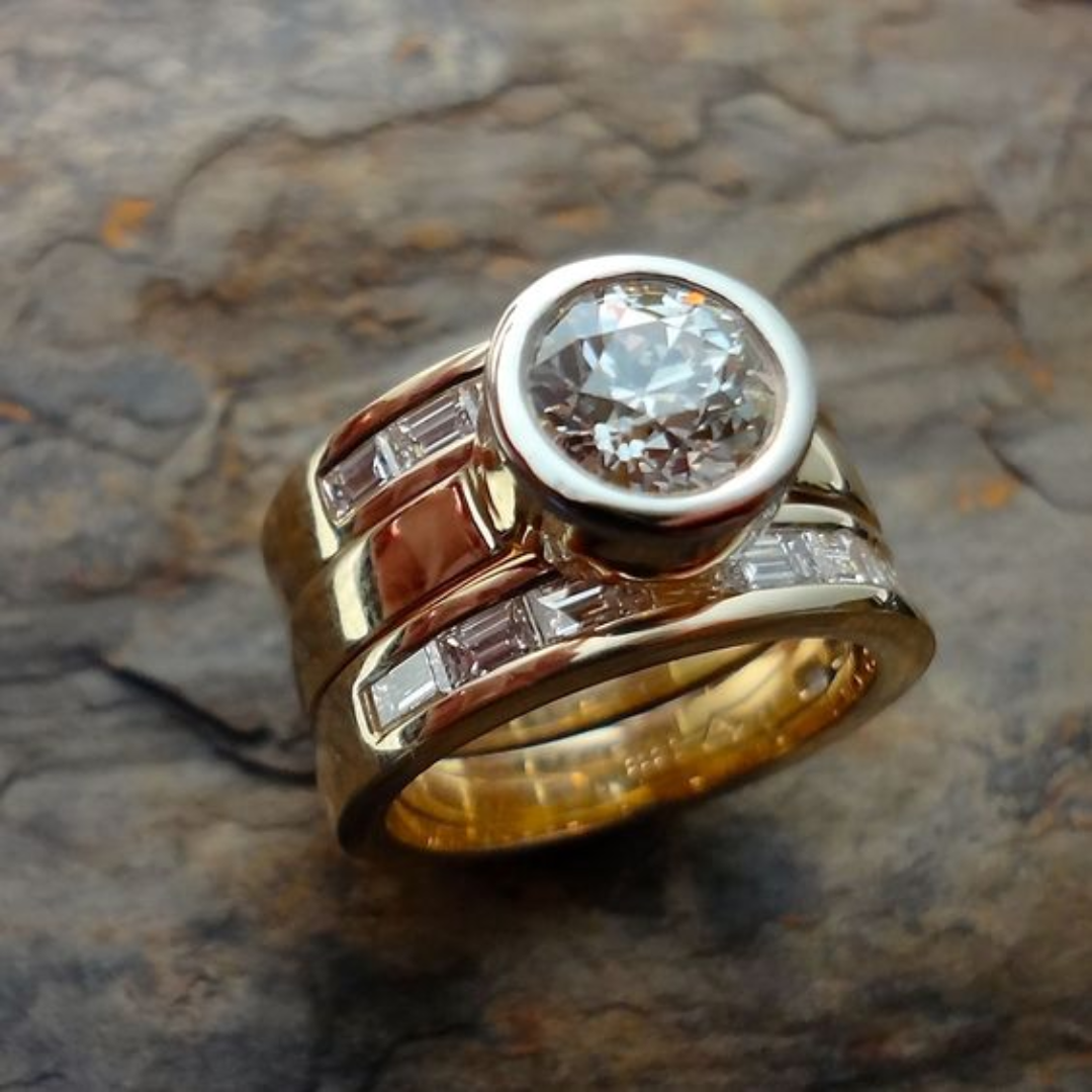 Vintage Lelaagde Glazen Ring | Goud