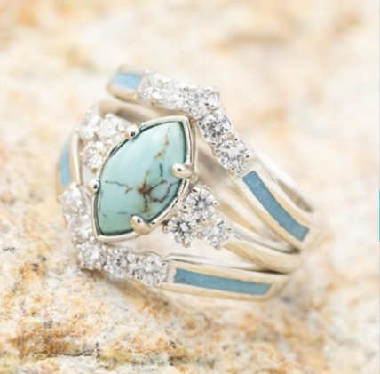 Zilveren Ring Marquise Turquoise Diamant Inleg – Lotte