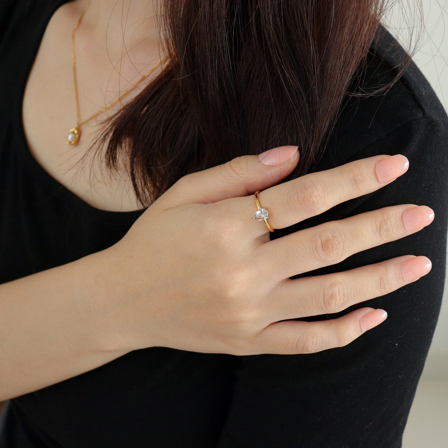 Vergulde Cubic Zirconia Verstelbare Ring - Arlene