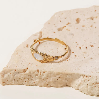 Ring met vergulde witte zirkonia van natuursteen - Veola